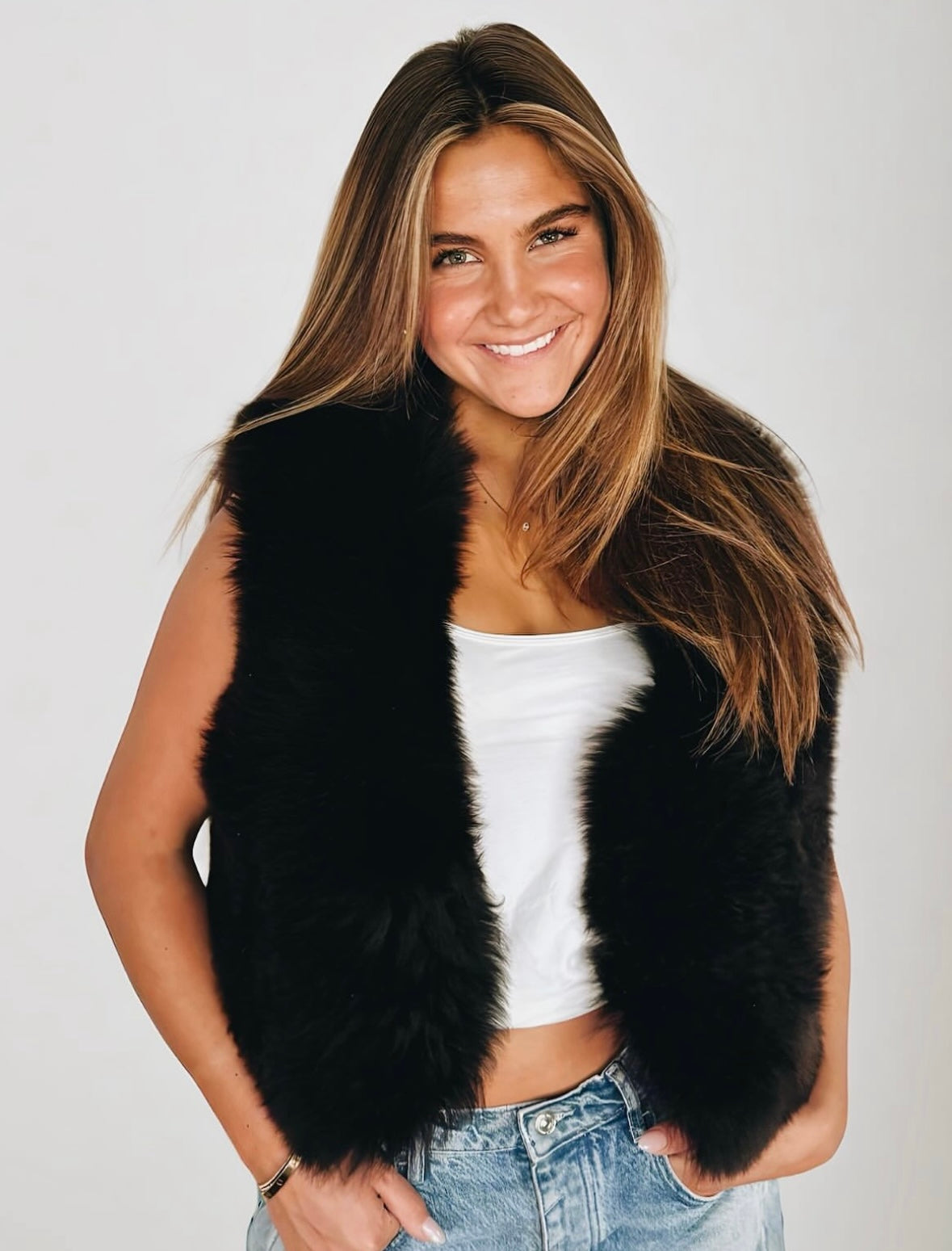 Darling Brown Shearling Vest